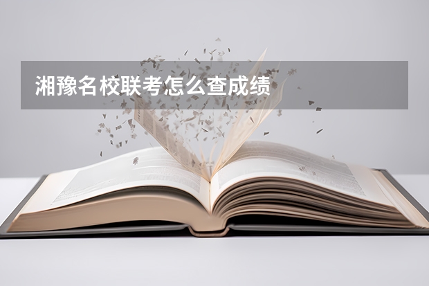 湘豫名校联考怎么查成绩